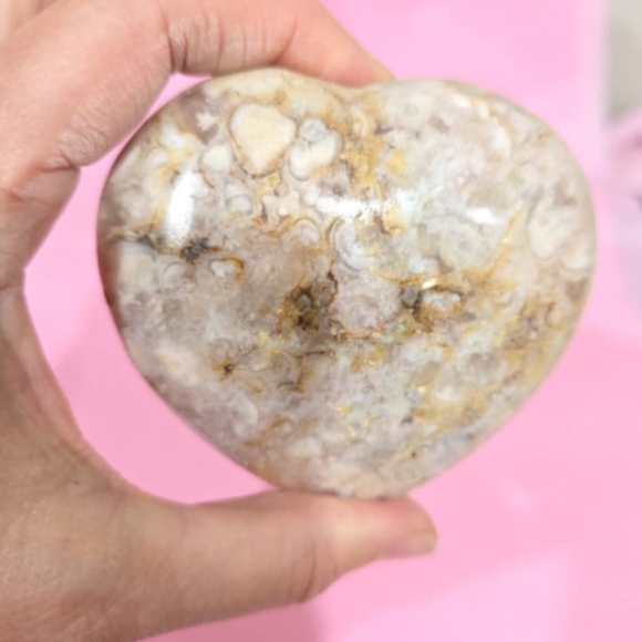 Heart-Shaped Flower Agate Stone - Picture 1 of 3